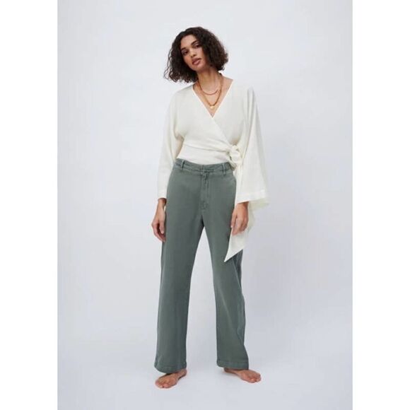 WOOL BLEND TIED SHIRT TOP BLOUSE WRAP - Picture 4 of 9